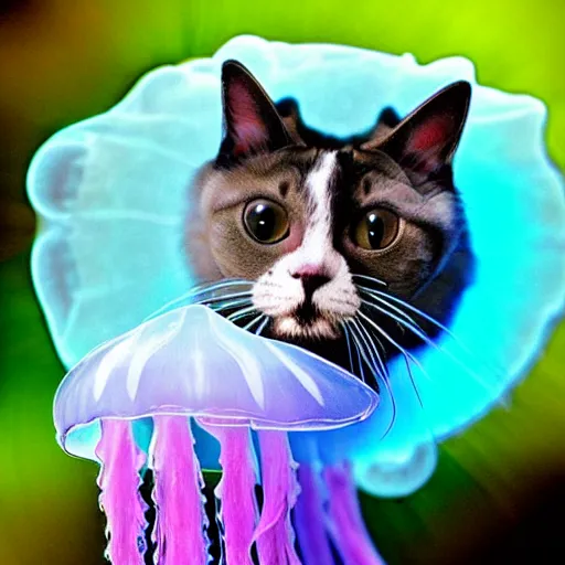 Image similar to a jellyfish - cat - hybrid, animal photography