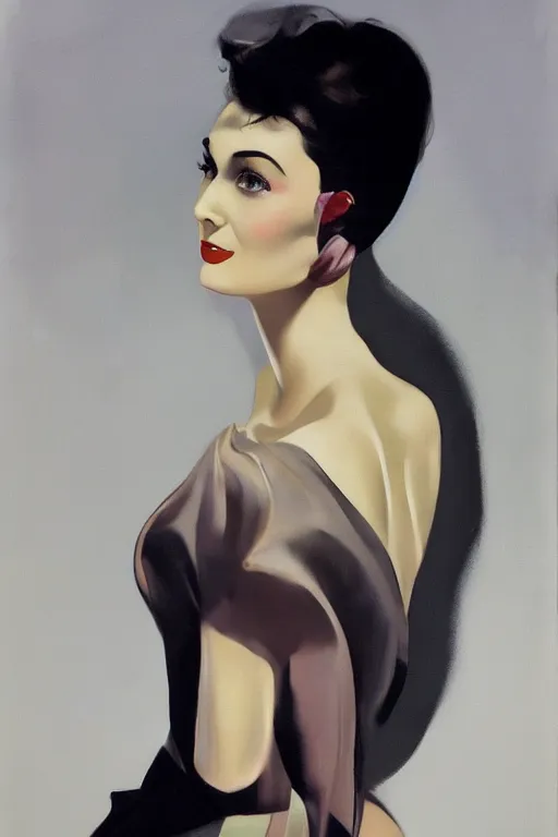 Prompt: painting of Audrey Horne by Rolf Armstrong