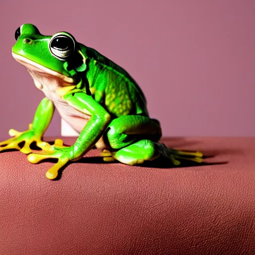 Prompt: photo of frog wearing a leather jacket