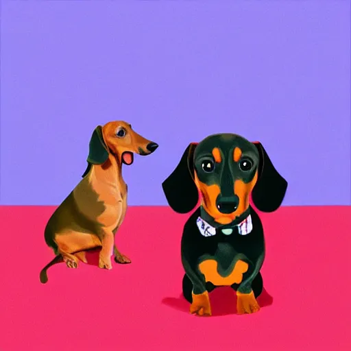 Image similar to dachshund conducting an orchestra, 8 k, color film, photorealistic,