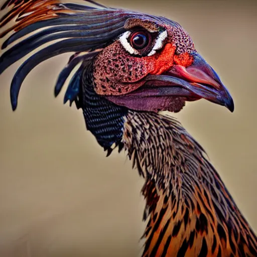 Prompt: close up of pheasant chicken nature photography