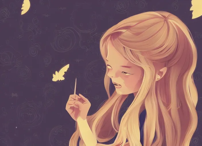 Image similar to little girl with long blonde hair on halloween. clean cel shaded vector art. shutterstock. behance hd by lois van baarle, artgerm, helen huang, by makoto shinkai and ilya kuvshinov, rossdraws, illustration, art by ilya kuvshinov