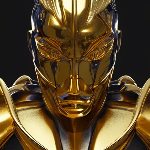 Image similar to king gold statue reflect chrome, 8 k uhd, unreal engine, octane render in the artstyle of finnian macmanus, john park and greg rutkowski