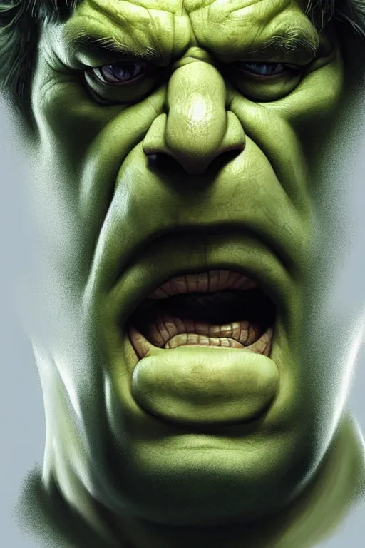 Prompt: Boris Johnson as Hulk, visible face, Boris Johnson hairstyle, full body realistic portrait, highly detailed, digital painting, artstation, concept art, smooth, sharp focus, illustration, cinematic lighting, art by artgerm and greg rutkowski and alphonse mucha