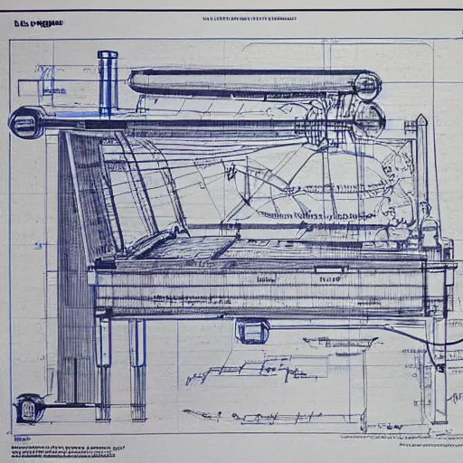 Image similar to blueprint of a time machine, detailed