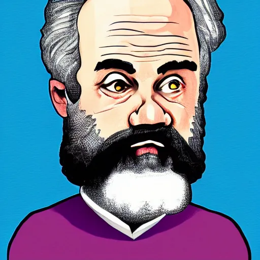 Prompt: karl marx caricature steve brodner style