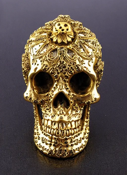 Image similar to ornate gothic gold skull realistic 3 d covered in jewels