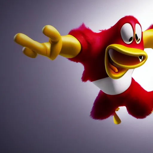 Prompt: hyper realistic render of rayman, white background