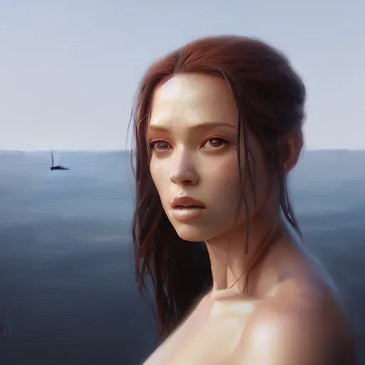 Prompt: leela portrait, dramatic light, lake background, 2 0 0 mm focal length, painted by stanley lau, painted by greg rutkowski, painted by stanley artgerm, digital art, trending on artstation