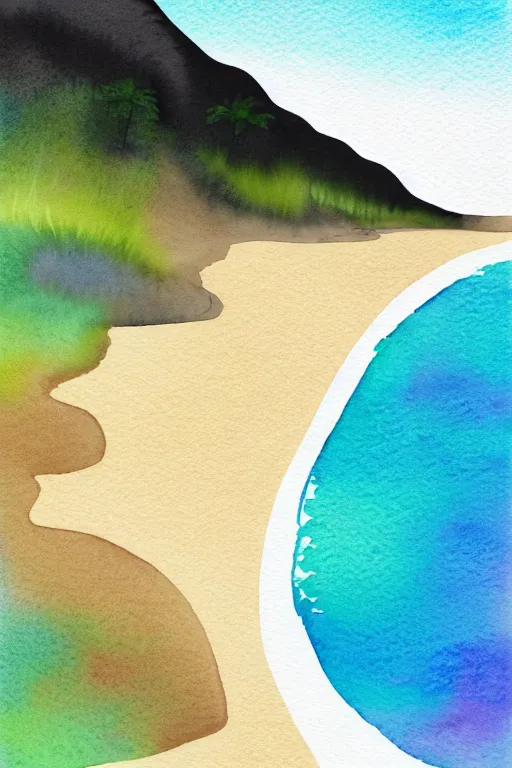 Prompt: minimalist watercolor art of rio beach, illustration, vector art
