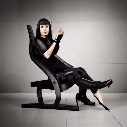 Image similar to futuristic cyberpunk wooden chair high end photoshoot