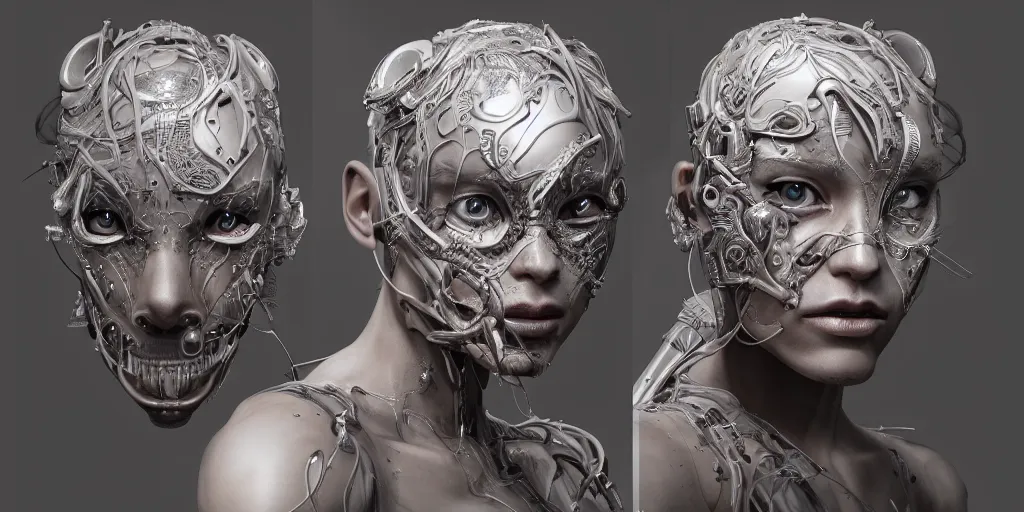 Prompt: hyper realistic photography of a stunningly beautiful cyborg, eyes, plated, in the style of beth cavener, jin kagetsu,, and wlop, highly detailed, intricate filigree,, masterpiece, award winning, sharp focus, concept art, ringflash lighting, ambient lighting, octane render, 8 k, artstation