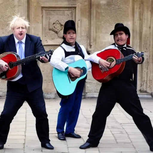 Image similar to Boris Johnson and Mexican mariachi dancing together