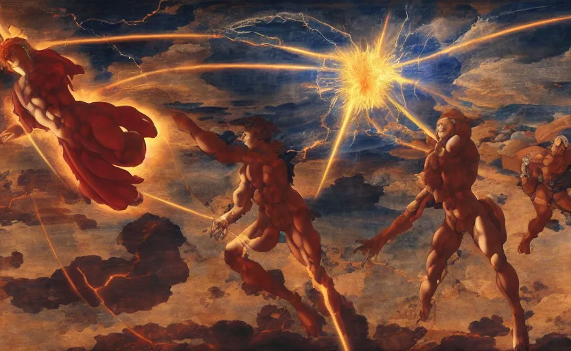 Image similar to The Third Impact as depicted in a masterpiece digital painting by Michelangelo and Leonardo Da Vinci, 4k wallpaper