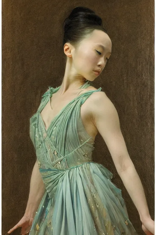 Prompt: portrait of beautiful japanese prima ballerina, by donato giancola and berthold woltze.