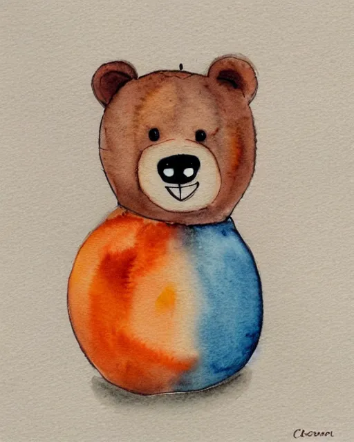 Image similar to cute bear persimmon watercolor by arti chauhan light color