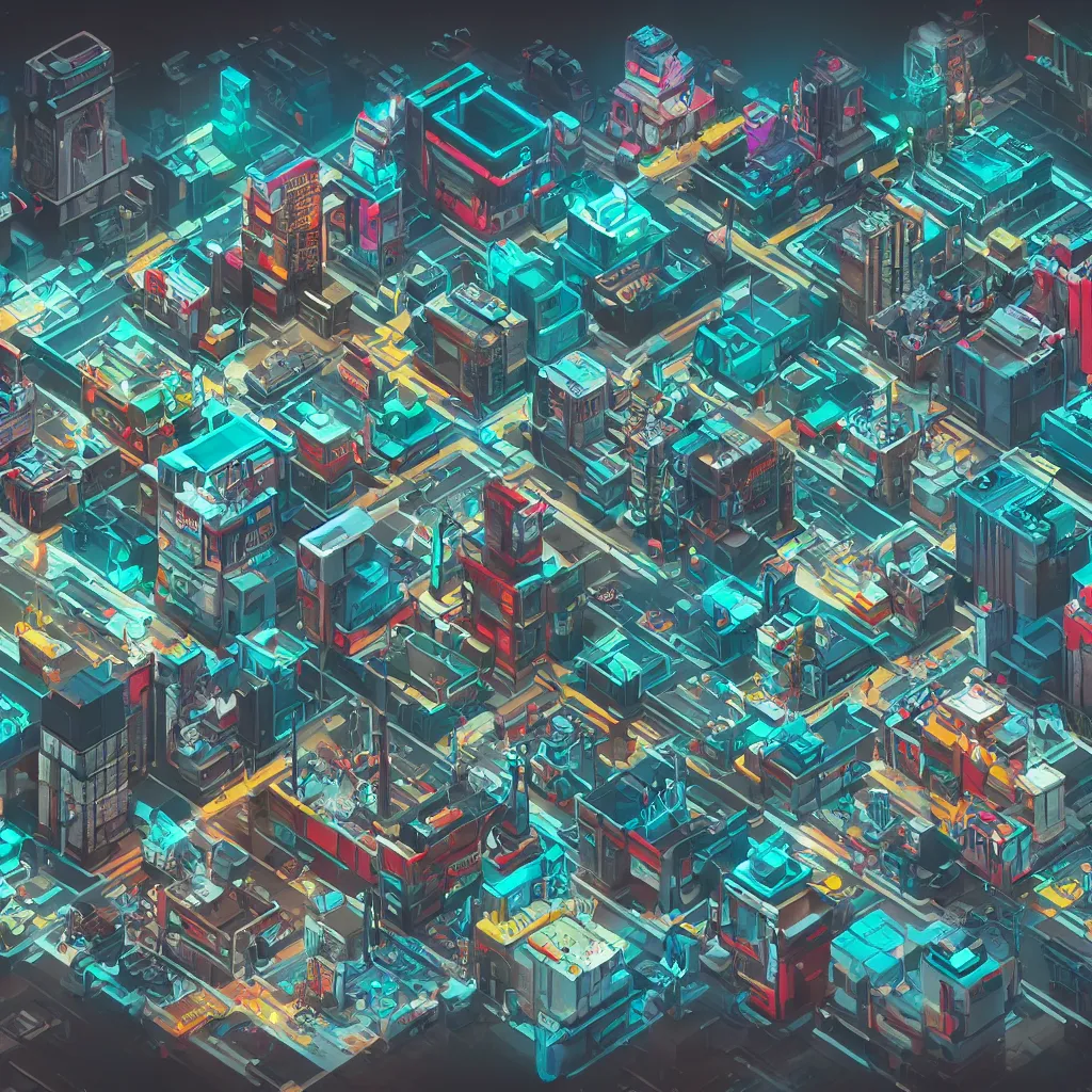 Prompt: isometric cyberpunk diorama!!! in ocean, photorealistic rendering, raytraced reflections, cinematic lighting