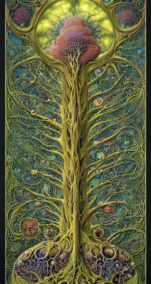 Image similar to tree of life by roger dean and andrew ferez, art forms of nature by ernst haeckel, divine chaos engine, symbolist, visionary, art nouveau, botanical fractal structures, organic, detailed, realistic, surreality