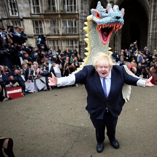 Prompt: boris johnson riding a dragon