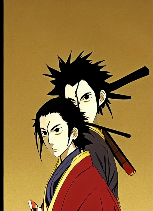 Prompt: samurai champloo, highly detailed, comic book, shimmering, concept art, golden-ratio, hyper realistic, incandescent, rule of thirds