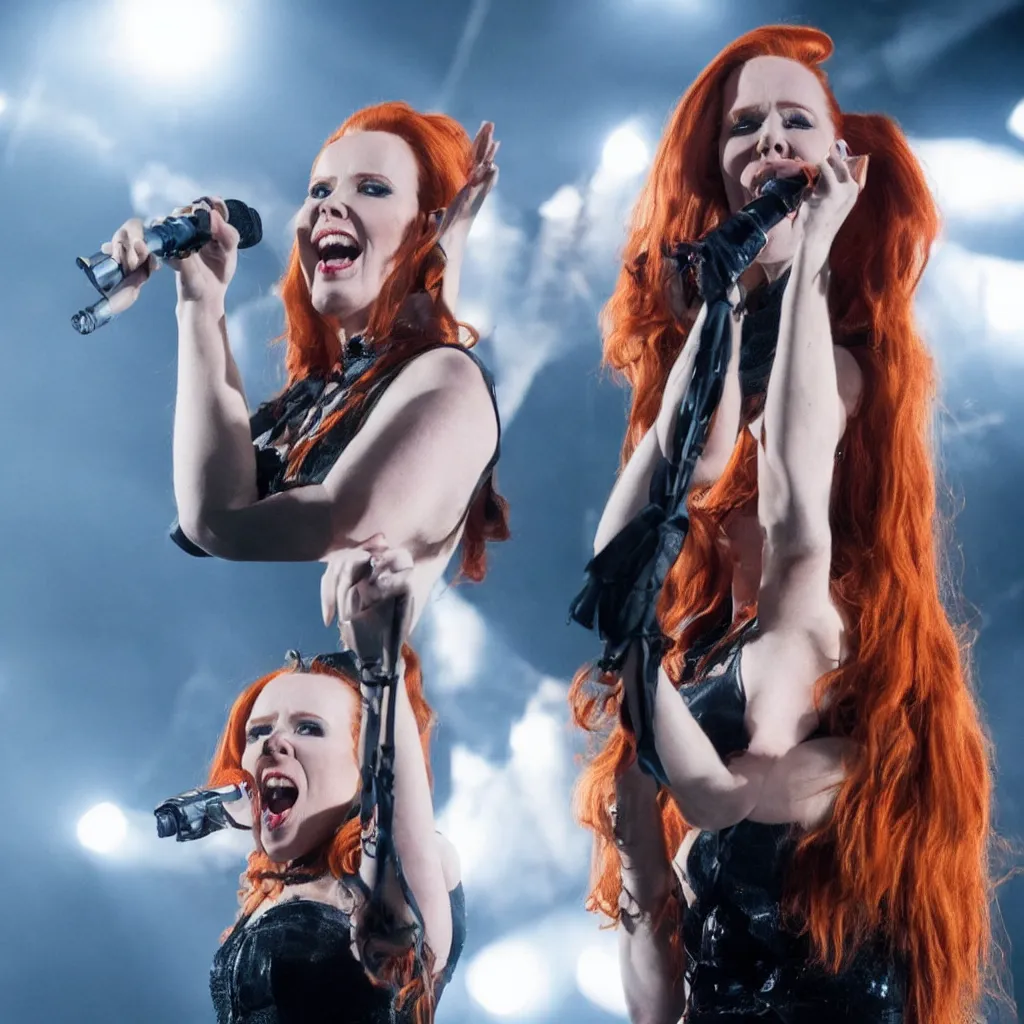 Image similar to simone simons singing on stage with epica