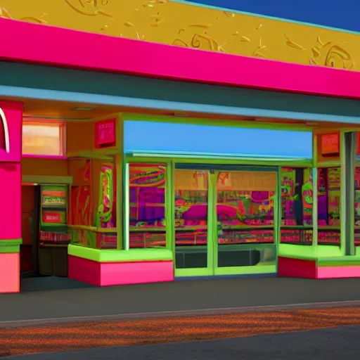 Prompt: McDonald's vaporwave aesthetic