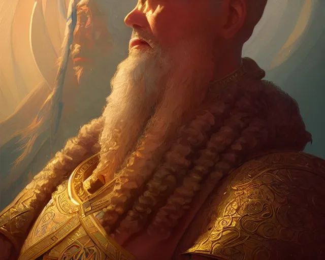 Image similar to king solomon of israel, photography of kurzgesagt, deep focus, d & d, fantasy, intricate, elegant, highly detailed, digital painting, artstation, concept art, matte, sharp focus, illustration, hearthstone, art by artgerm and greg rutkowski and alphonse mucha