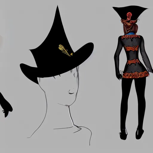 Image similar to clothing design ideas, concept sheet, jester crown tophat,