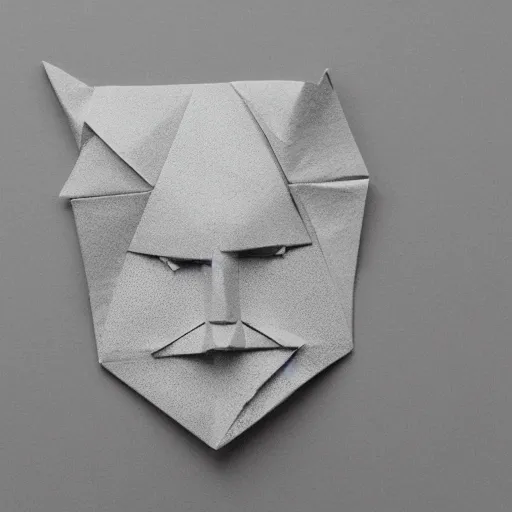 Image similar to an origami portrait of a caucasian man with wavey short hair, friedly smile, raised eyebrows