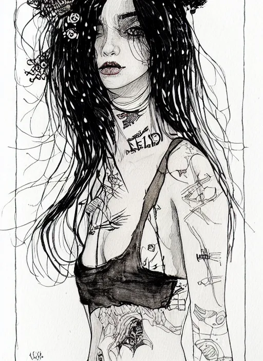 Image similar to a portrait of a pretty sewer punk young lady by kaethe butcher