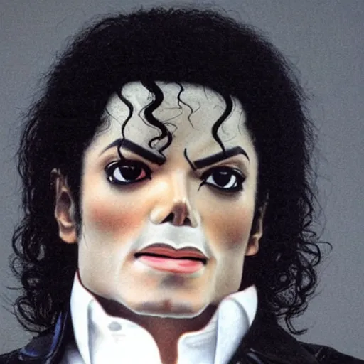 Image similar to cold serious Michael Jackson points at you with anger