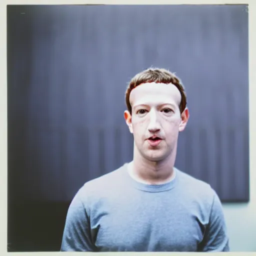 Prompt: color 35mm film still of Mark Zuckerberg, figure portrait