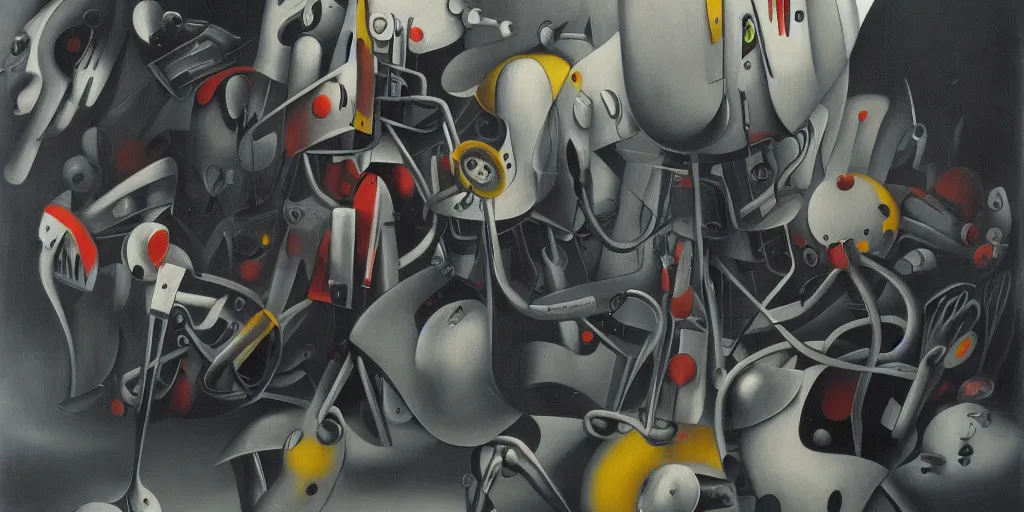 Image similar to a beautiful painting of robot by yves tanguy, trending on artstation