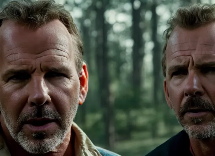 Image similar to film still of!!!!! kevin costner!!!!! as jim hopper in stranger things, 4 k