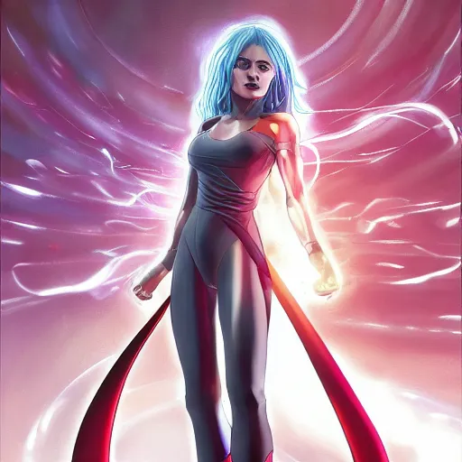 Prompt: Wanda Maximoff ultra instinct, artstation hall of fame gallery, editors choice, #1 digital painting of all time, most beautiful image ever created, emotionally evocative, greatest art ever made, lifetime achievement magnum opus masterpiece, the most amazing breathtaking image with the deepest message ever painted, a thing of beauty beyond imagination or words