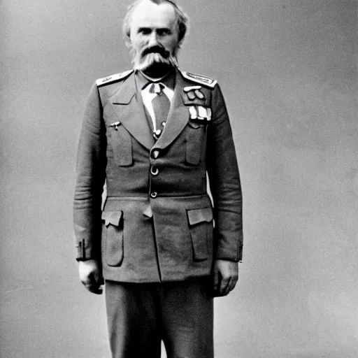 Image similar to soviet emu general during the great emu war, in his imperial dress suit