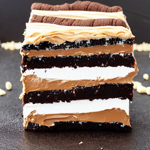 Prompt: foodporn double peanut butter layered fudge cookie double layered oreo