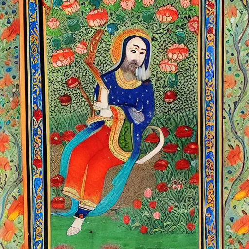 Image similar to a persian miniature painting, high detail, high quality
