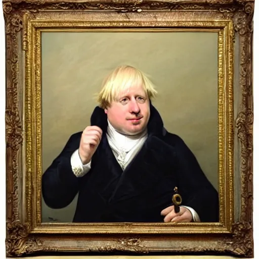 Prompt: boris johnson speaking with napoleon bonaparte painting by antoine - jean gros, realistic painting, 1 9 th century