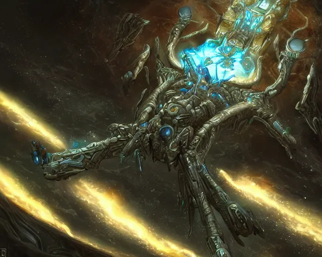 Image similar to immortal neuron, alien utopia, holy place, protoss!!!!, starcraft, intricate, scifi, space, highly detailed, art by roberto digiglio and furio tedeschi and filippo ubertino