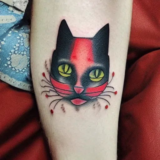 Image similar to clown cat tattoo design