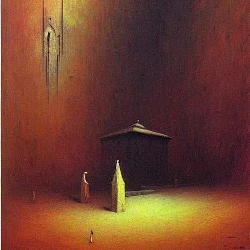 Image similar to church of the golden snail painting by beksinski, barlowe colors. masterpiece painting