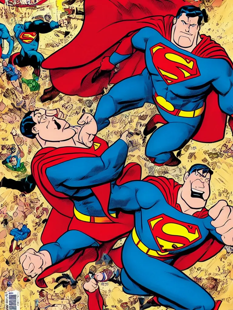 Image similar to Action Comics cover where Superman is punching Peter Griffin