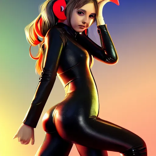 Prompt: painting of high detail girl a wearing skintight leather jacket, cat ears, fantasy art, dynamic lighting, artstation, poster, volumetric lighting, 4 k, award winning