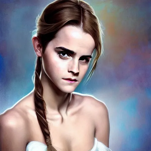 Image similar to Africa, beautiful portrait of Very funny actress Emma Watson like monkey face looking like an old monkey, Emma Watson actress blended monkey face, like , powerful , magic, thunders, dramatic lighting, intricate, wild, highly detailed, digital painting, artstation, concept art, smooth, sharp focus, illustration, art by artgerm and greg rutkowski and alphonse mucha, footage