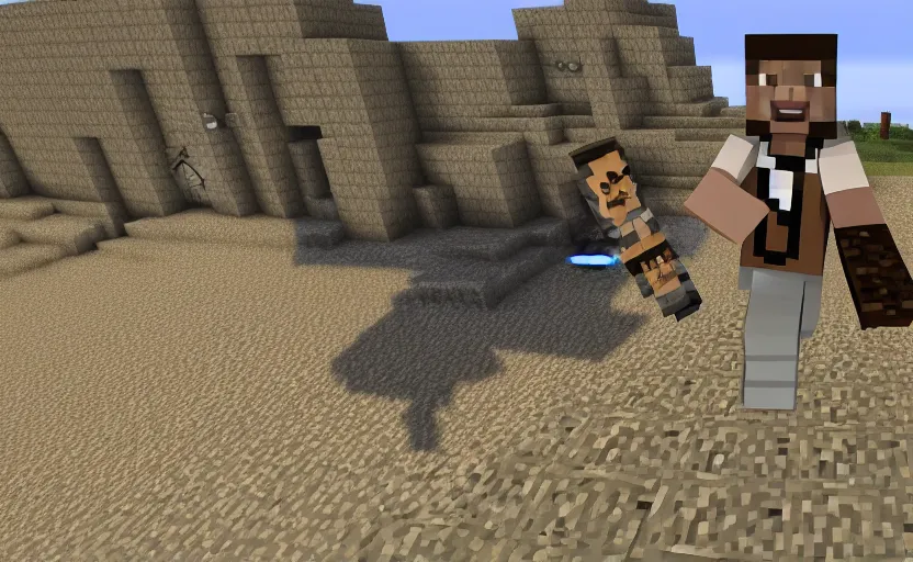 Image similar to minecraft steve in an isis propaganda video