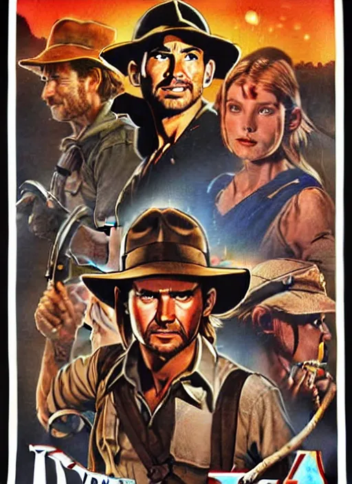 Prompt: 1 9 8 6 poster for indiana jones and the ocarina of time