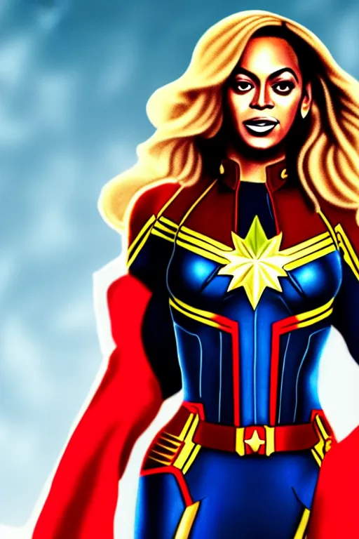 Prompt: Beyonce as Captain Marvel