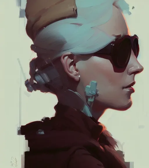 Image similar to portrait of nina zenik, by atey ghailan, by greg rutkowski, by greg tocchini, by james gilleard, by joe fenton, by kaethe butcher, dynamic lighting, gradient light blue, brown, blonde cream and white color scheme, grunge aesthetic