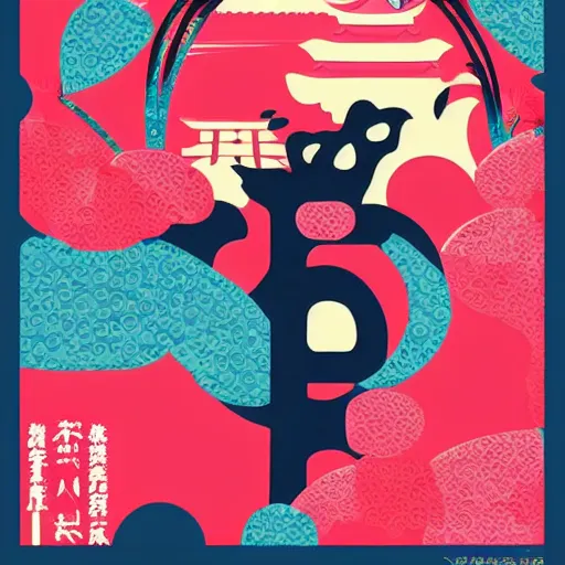 Image similar to japanese digital illustration poster, colourful, pinterest,